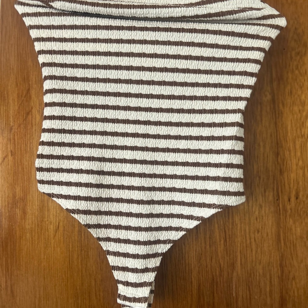 Striped Brown and White Kids One-Piece Bodysuit